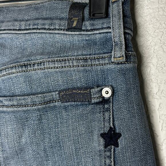 7 For All Mankind The Skinny Ankle Women's Jeans Sz 28 Embroidered Stars - Picture 8 of 15